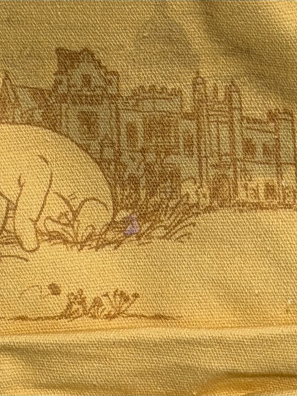 Disney Yellow Canvas Tote with Gray Trim and Character Print